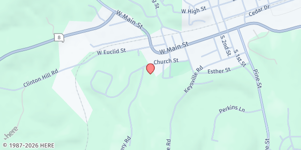 Map showing Steelville First Assembly of God at 29 Church Street, Steelville, MO