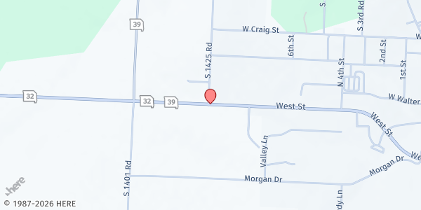 Map showing SAMA Food Pantry at 1500 Hwy 32, Stockton, MO