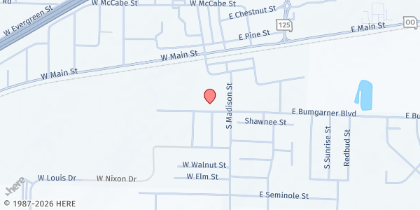 Map showing SeniorAge - Strafford Senior Center at 201 W. Bumgarner Blvd., Strafford, MO