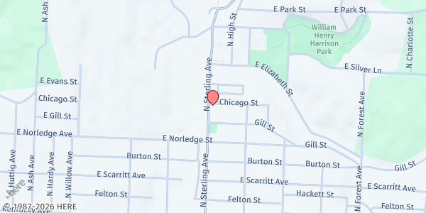 Map showing Citizens Civic Relief at 625 N. Sterling Ave., Sugar Creek, MO