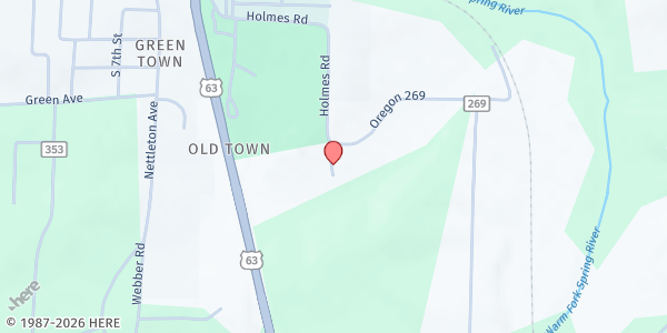 Map showing Oregon County Food Pantry - Thayer at 538 Taylor Road, Thayer, MO