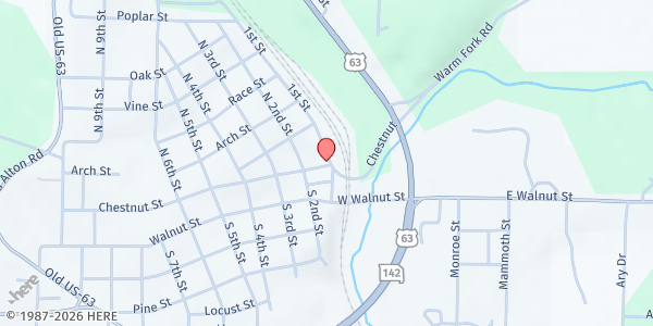 Map showing SeniorAge - Thayer Senior Center at 100 Chestnut St., Thayer, MO