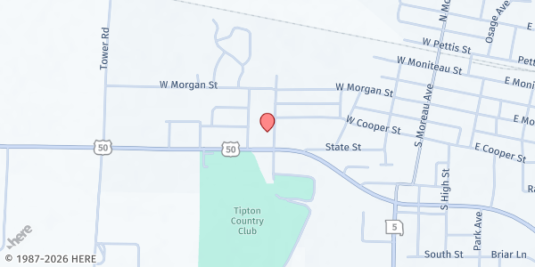 Map showing Moniteau County Nutrition Center - Tipton at 141 E. Wade Blvd., Tipton, MO
