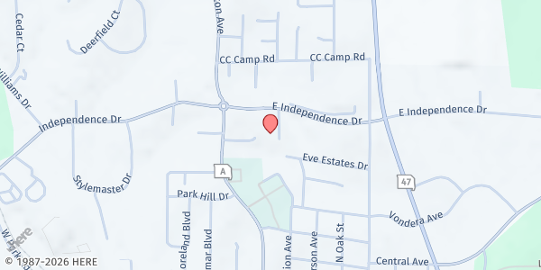 Map showing Union Senior Center at 1329 Union Ave., Union, MO