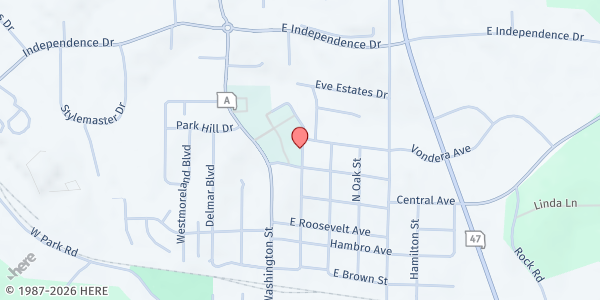 Map showing Union Senior Center at 1329 North Union, Union, MO