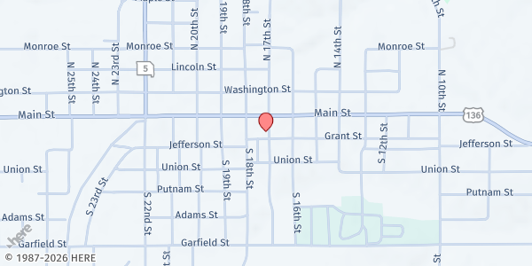 Map showing Putnam County Senior Center at 116 S. 17th St., Unionville, MO