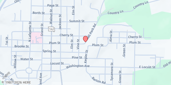 Map showing Carter County Food Pantry at #18 Ball Park Rd., Van Buren, MO