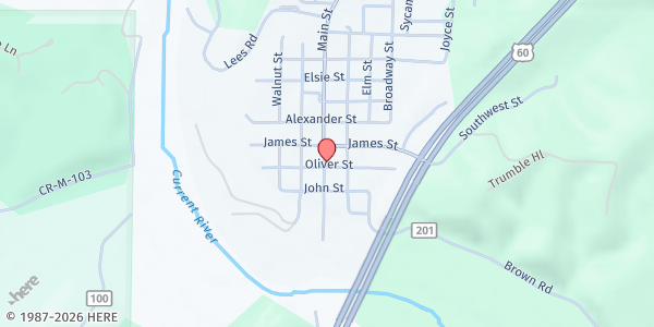 Map showing Carter County Senior Center at #16 Ball Park Rd., Van Buren, MO