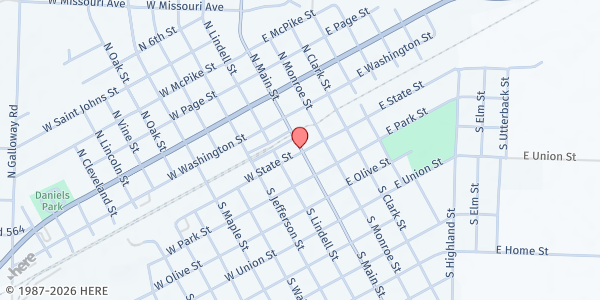 Map showing Vandalia First Baptist Church Mobile Market at 111 S. Main St., Vandalia, MO