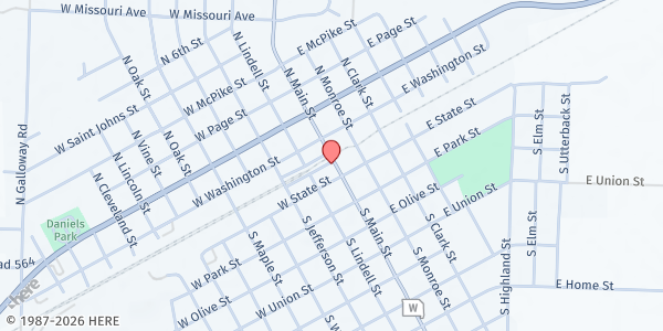 Map showing Vandalia First Baptist Church Mobile Market (Audrain County) at 111 S. Main St., Vandalia, MO
