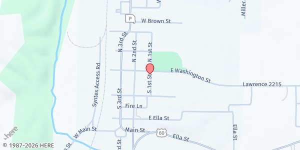 Map showing Verona Baptist Church at 115 South 1st Street, Verona, MO