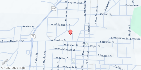 Map showing Food for Morgan County at 305 W. Newton St., Versailles, MO