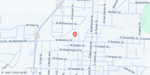 Map showing Food for Morgan County, Inc. at 305 West Newton Street, Versailles, MO