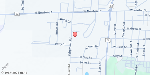 Map showing Versailles Nutrition Site at 308 Fairground Rd., Versailles, MO