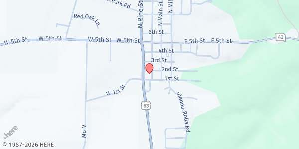 Map showing Loaves and Fishes Food Pantry - Vienna at 411 Coffey St., Vienna, MO