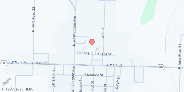 Map showing Walnut Grove R-V at 300 East College Street, Walnut Grove, MO