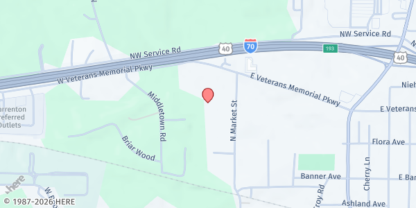 Map showing Compass Health Network Mobile Markets - Warrenton at 265 W Veterans Memorial Pkwy, Warrenton, MO