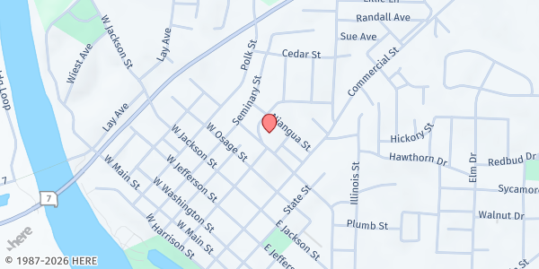 Map showing North Warsaw Elementary at 134 Kosciusko St., Warsaw, MO