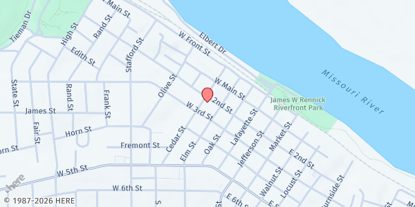 Map showing St Francis Borgia Food Pantry at 314 W 2nd St, Washington, MO