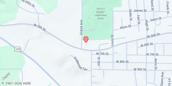 Map showing Washington Senior Center at 1121 Columbus Ln., Washington, MO