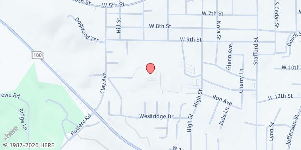 Map showing Washington Senior Center at 1121 Columbus Ln, Washington, MO