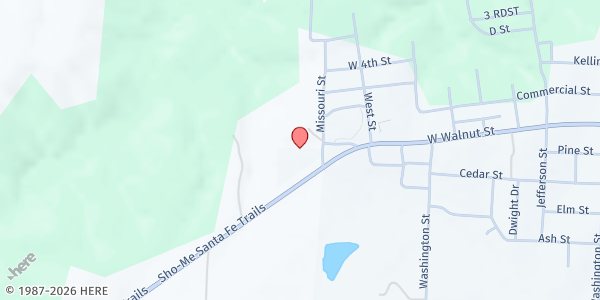 Map showing Shepherds Food Pantry - Food Distribution Center at 604 Missouri St, Waverly, MO