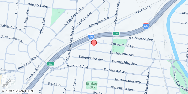 Map showing Saint Michael's Catholic Church - Food Distribution Center at 7622 Sutherland Ave, Webster Groves, MO