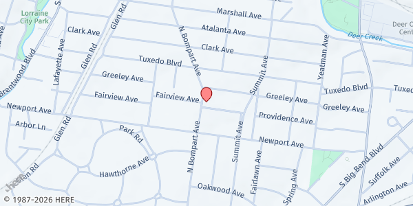 Map showing Webster United Methodist at 600 N Bompart Ave, Webster Groves, MO