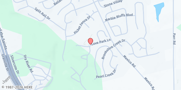 Map showing HOPE Food Pantry at 9 Love Park Ln, Wentzville, MO