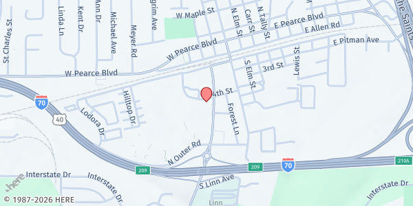 Map showing Saint Patrick Catholic Church Saint Vincent De Paul Society Food Pantry at 230 W. 4th St., Wentzville, MO