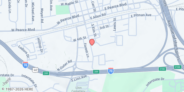 Map showing Wentzville Green Lantern Senior Center at 506 S. Linn Ave., Wentzville, MO