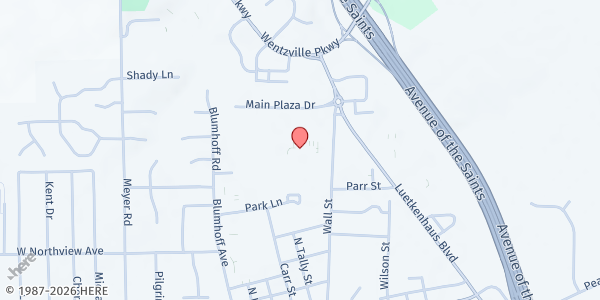 Map showing Wentzville UMC at 725 Wall St., Wentzville, MO