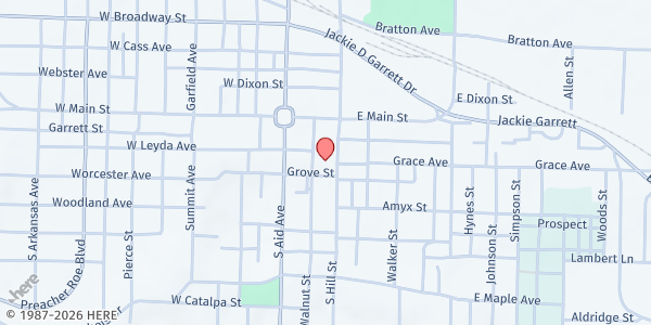 Map showing Prayer Ministry at 202 Walnut St, West Plains, MO