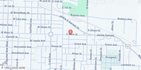 Map showing SeniorAge - West Plains Senior Center at 416 E Main St, West Plains, MO