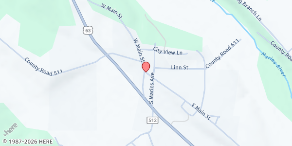 Map showing Fatima Elementary at 143 W Main St, Westphalia, MO