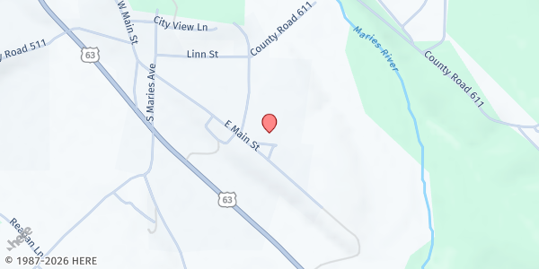 Map showing Fatima High School at 143 East Main Street, Westphalia, MO