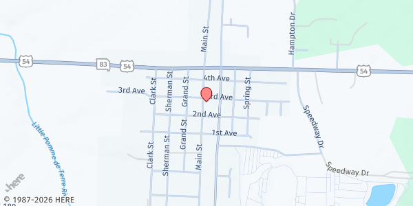 Map showing Hickory County Cares - Wheatland at 18613 Main Street North, Wheatland, MO