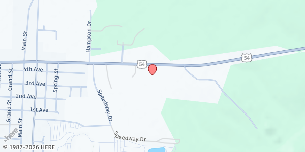 Map showing McCarty Senior Center at 19492 U.S. 54, Wheatland, MO