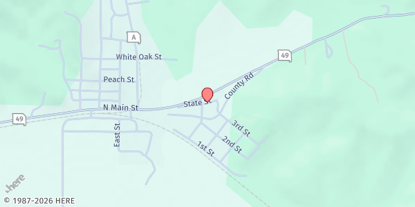 Map showing FIRST ASSEMBLY OF GOD at 114 State Street, Williamsville, MO