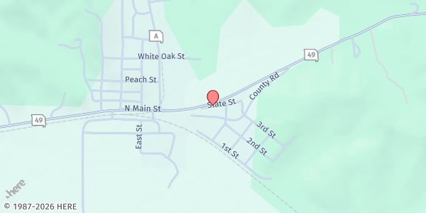 Map showing First Assembly of God at 114 State St., Williamsville, MO
