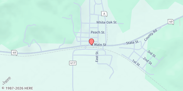 Map showing Wayne County Nutrition Center at 33035 MO-49, Williamsville, MO