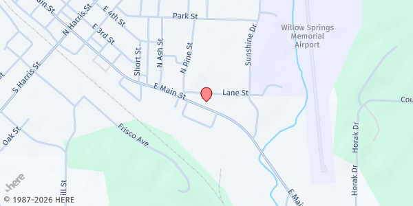 Map showing MUNCH - Food Distribution Center at 811 E Main St, Willow Springs, MO