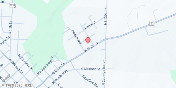 Map showing Calvary Baptist Church - Windsor Food Pantry at 508 N. Main St., Windsor, MO