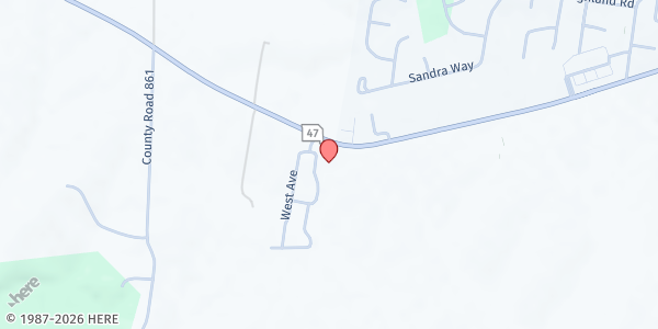 Map showing Calvary Chapel Winfield Food Pantry at 43 Eagle Ave., Winfield, MO