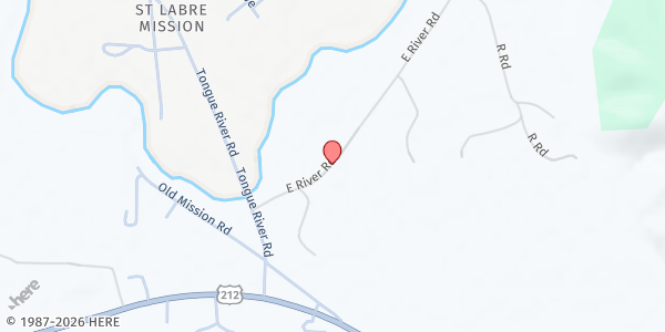 Map showing St. Labre Food Pantry at 1000 Tongue River Rd., Ashland, MT