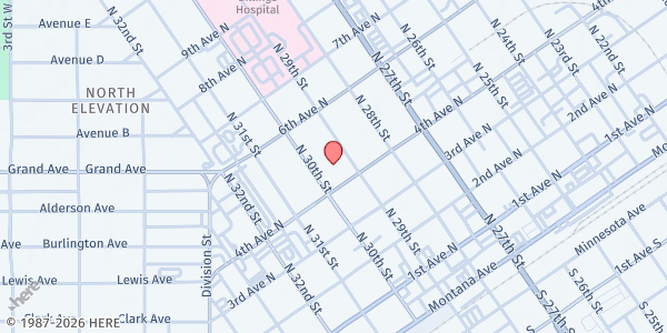 Map showing Education Foundation Food Insecurity Programs - Main Office at 415 North 30th Street, Billings, MT