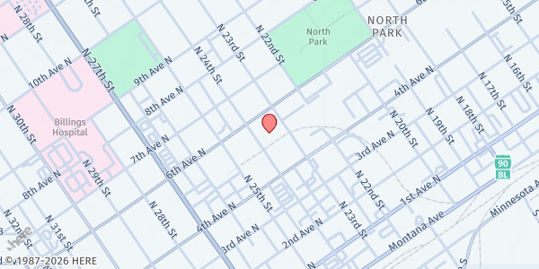Map showing Tumbleweed Runaway Program Inc. - Billings at 505 N 24th St, Billings, MT