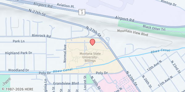 Map showing Yellowjacket Pantry at 1500 University Drive SUB 219, Billings, MT