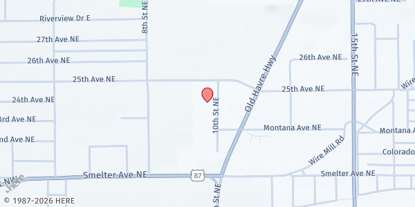 Map showing House of Meats at 2315 10 St. NE, Black Eagle, MT