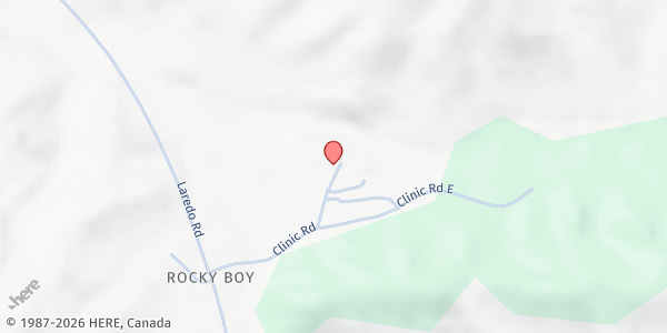 Map showing Rocky Boy Mail-a-Meal Drop-Site at 111 Clinic Road, BOX ELDER, MT